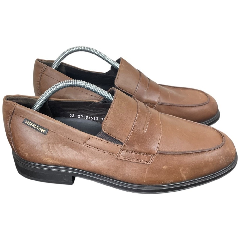 Mephisto Penny Loafers Men‎ Size 11.5 US Air-Jet Brown Apron Toe **READ FLAWS